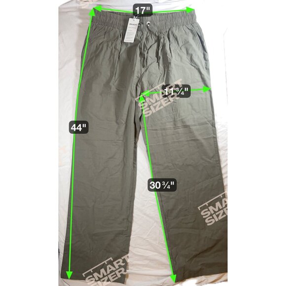 Womens Flowy Pants XL Cotton Flax Blend Olive Green Wide Leg Pockets Boho - Picture 3 of 8